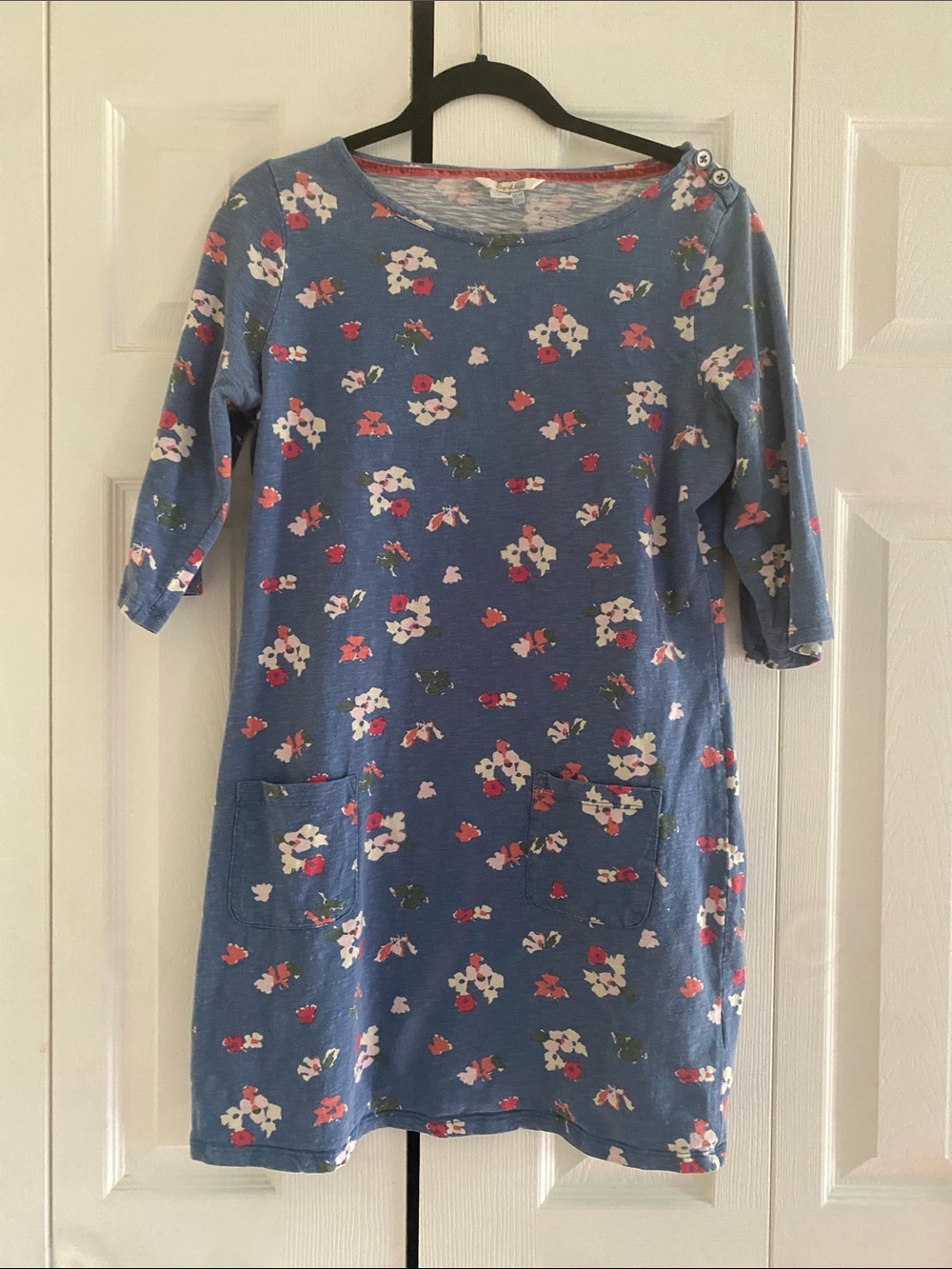 Boden 100% Cotton Blue Floral Pocket Tunic Dress